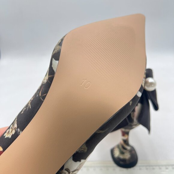 YDN Floral Print Pointy Toe Slip on Pumps Special High Heels Party Prom Shoe - Picture 6 of 8